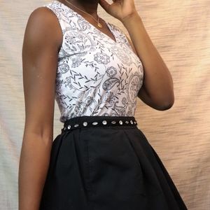 Black and White Paisley Sleeveless Top